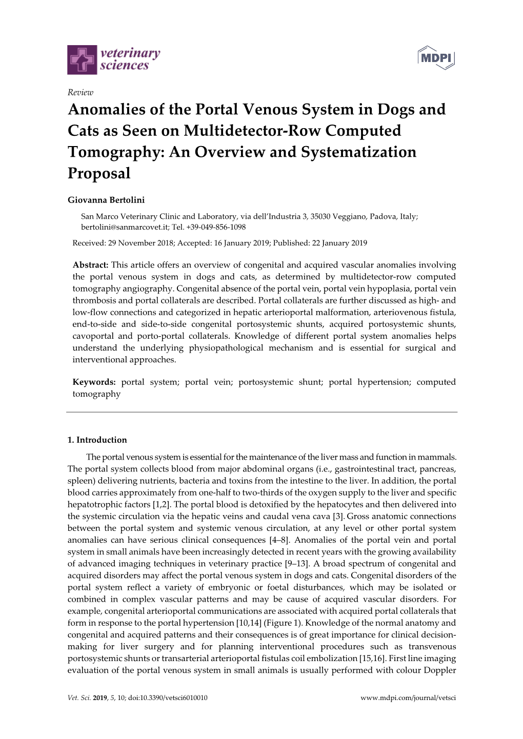 Anomalies of the Portal Venous System in Dogs and Cats As Seen on Multidetector-Row Computed Tomography: an Overview and Systematization Proposal