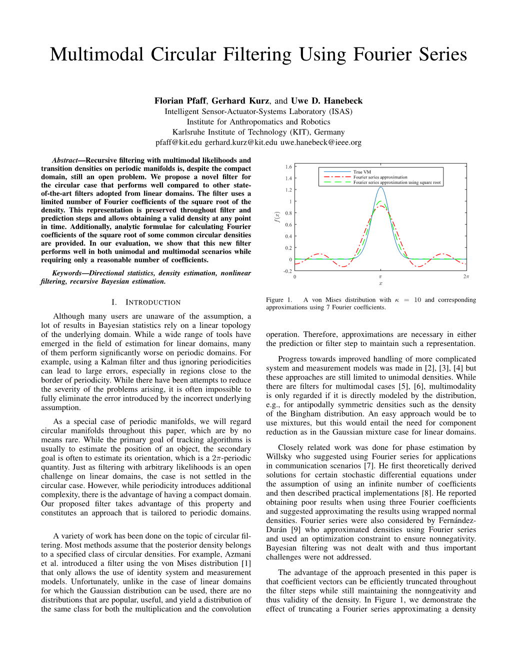 Multimodal Circular Filtering Using Fourier Series