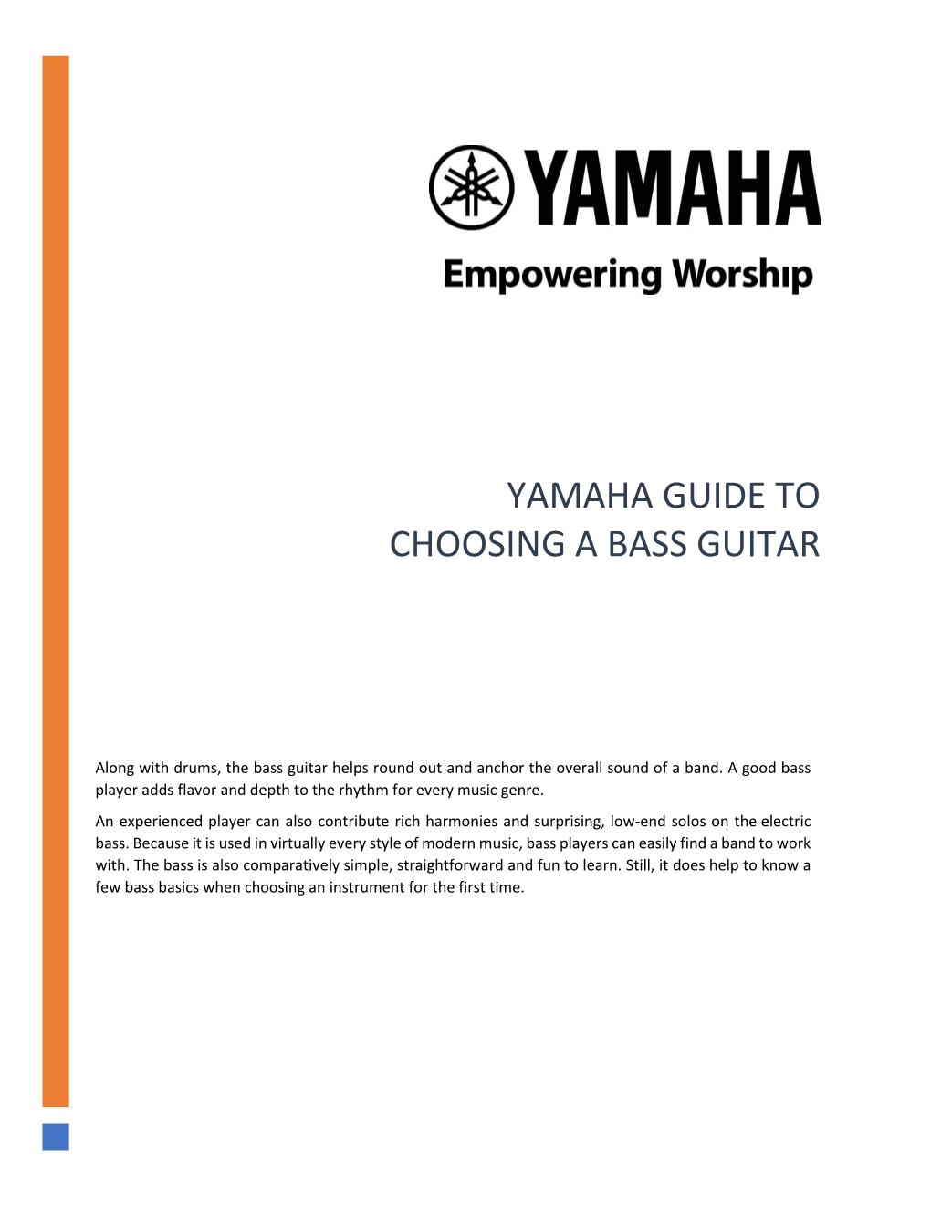 Yamaha Guide to Choosing a Bass Guitar