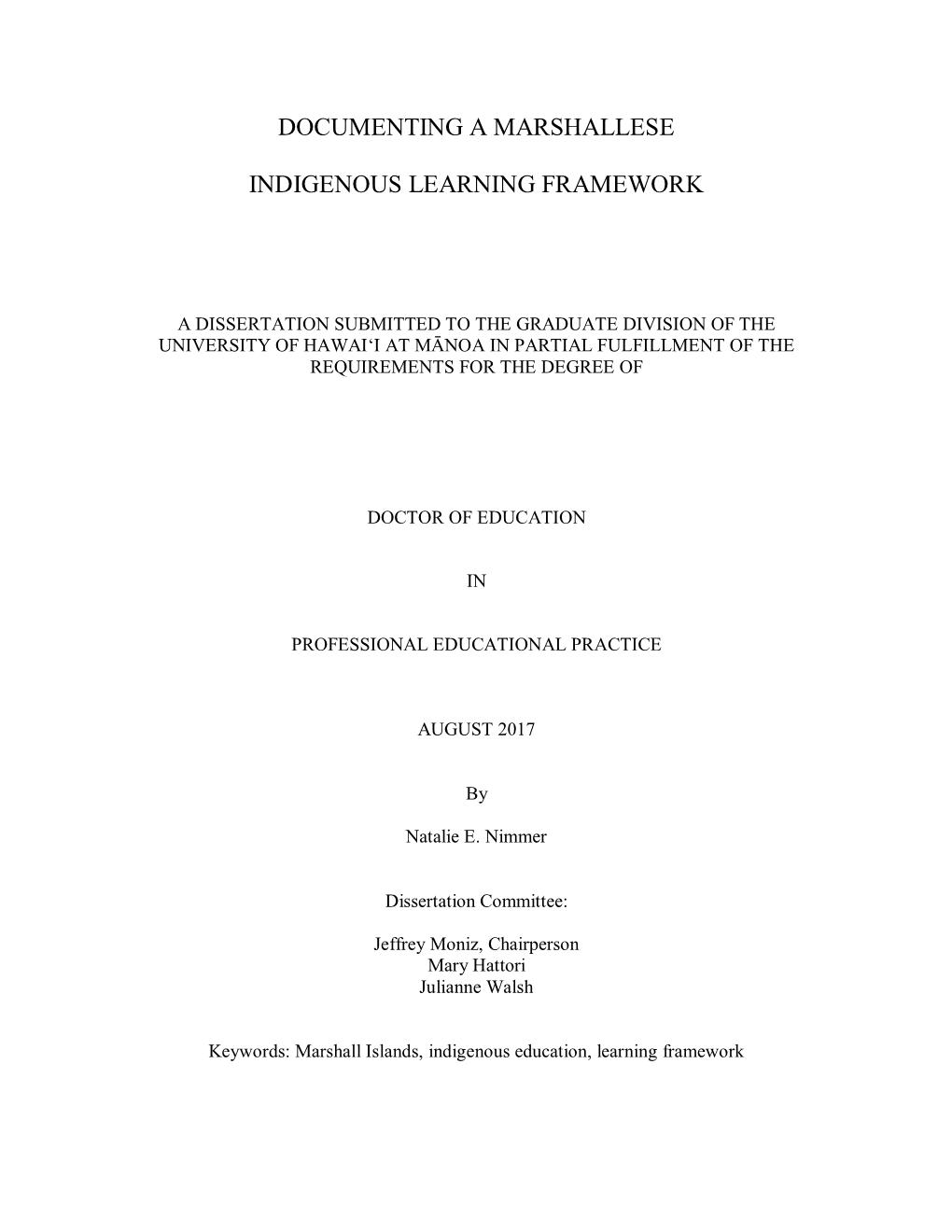 Documenting a Marshallese Indigenous Learning Framework