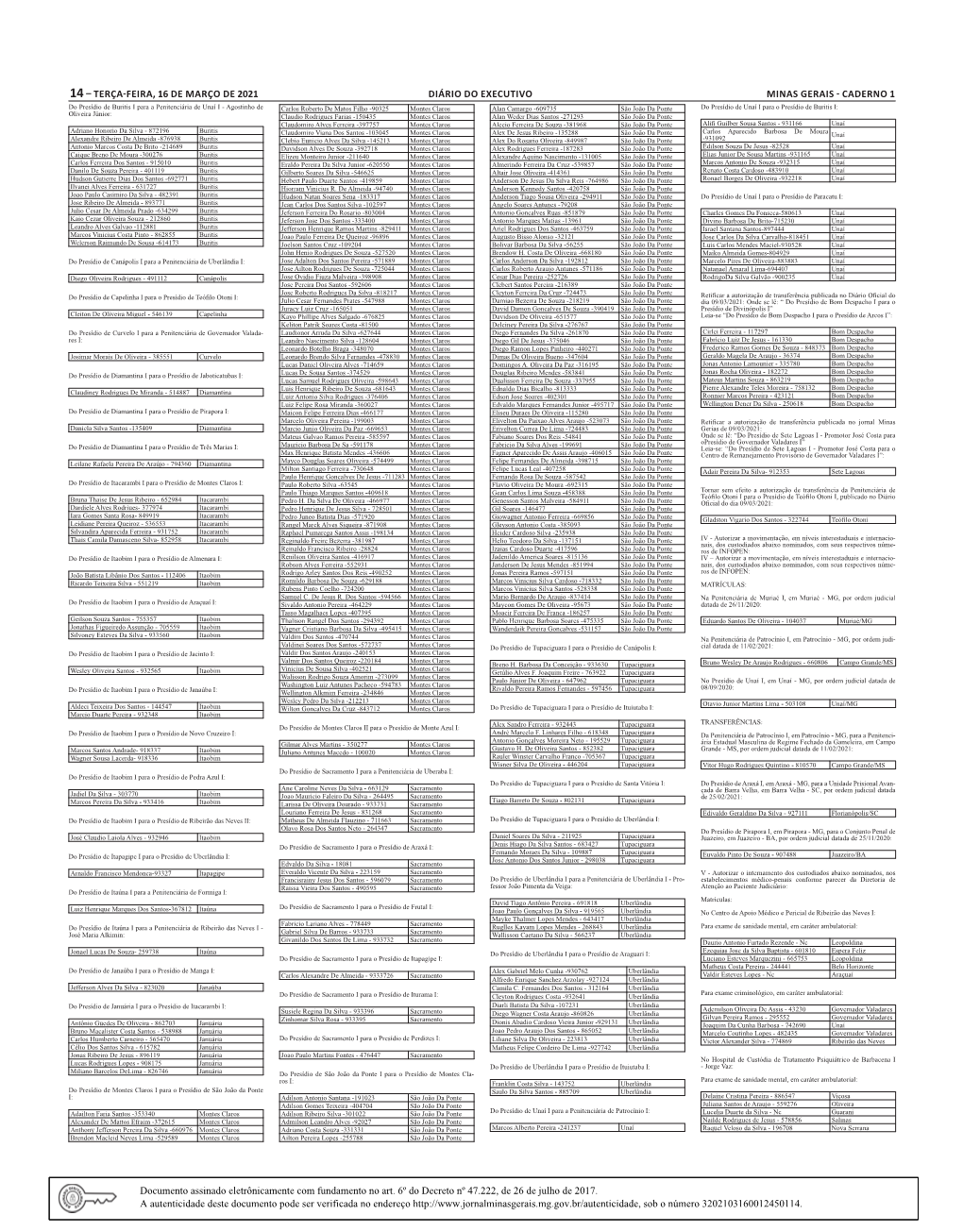 Terça-Feira, 16 De Março De 2021