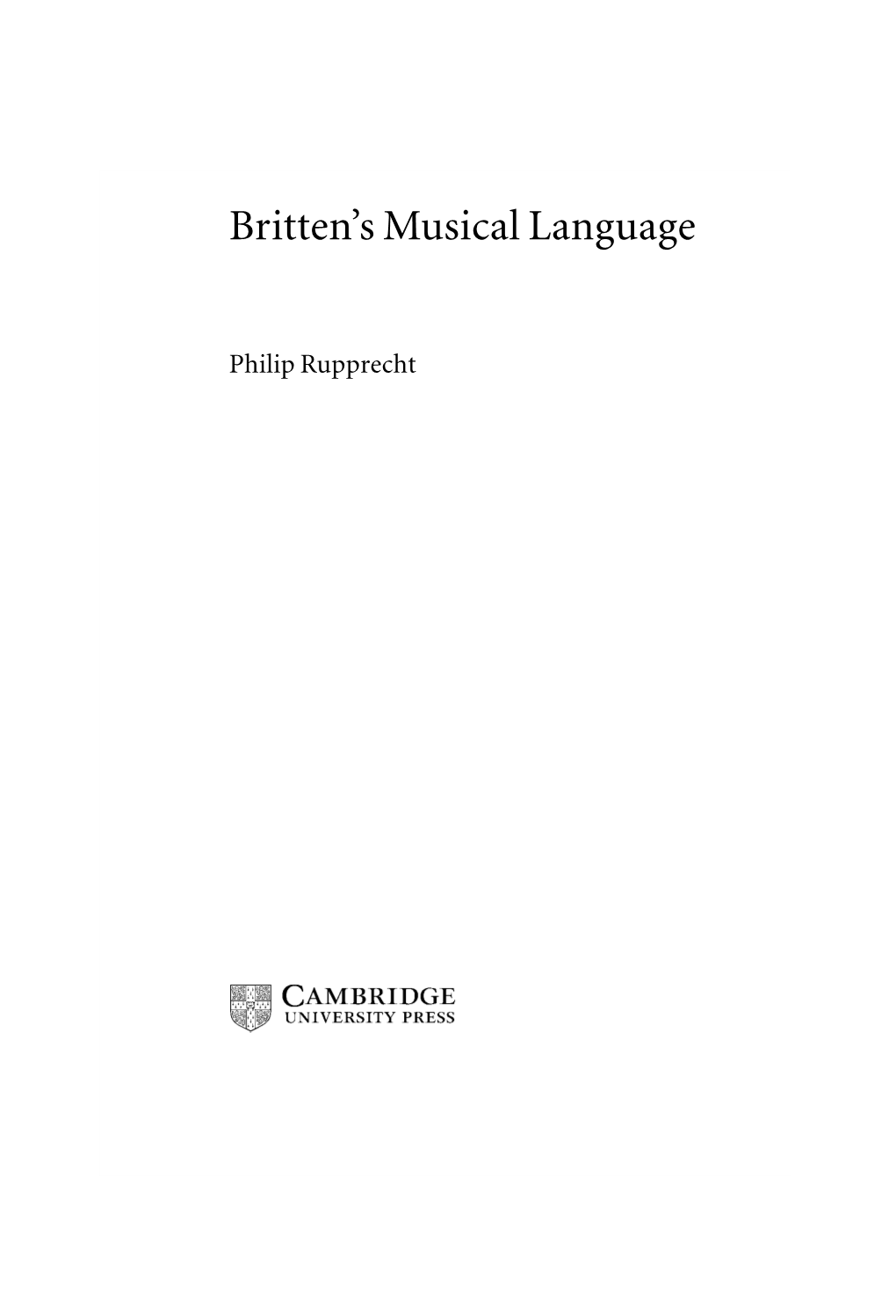 Britten's Musical Language