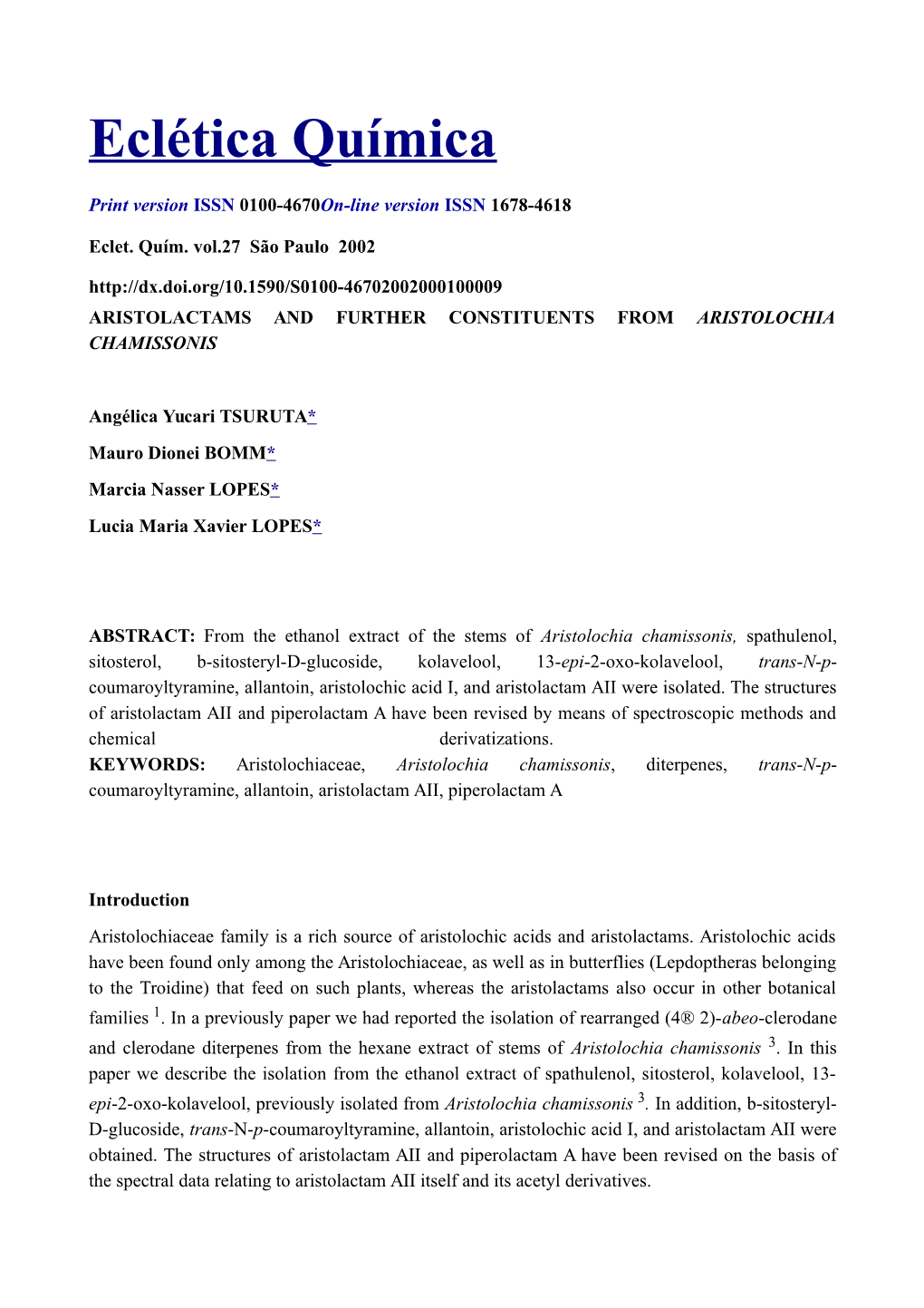 Eclética Química Journal