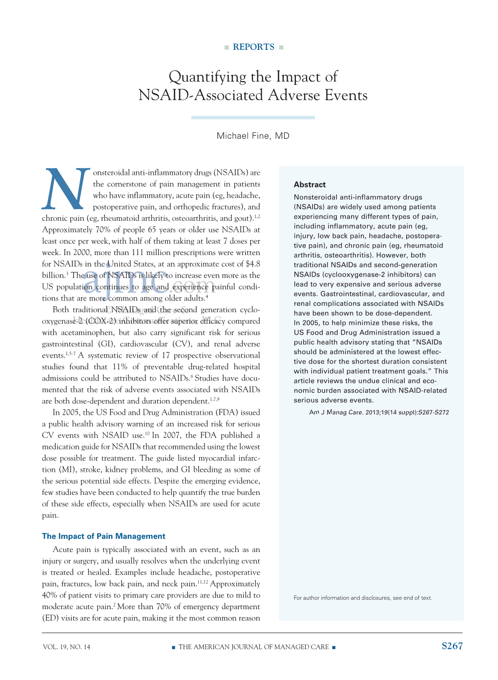 Quantifying the Impact of NSAID-Associated Adverse Events