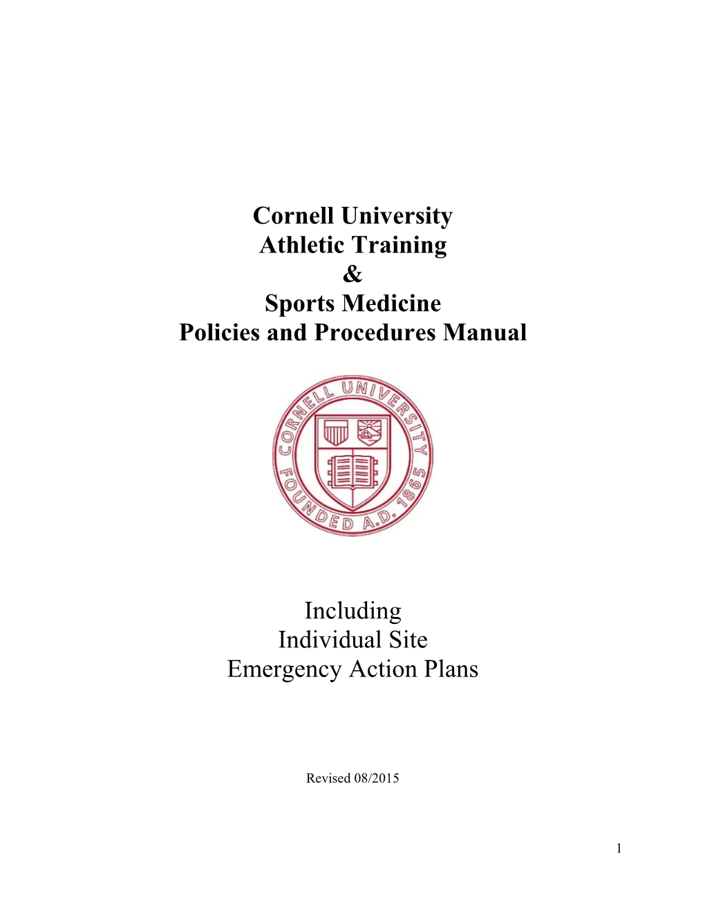 Cornell University Athletic Training & Sports Medicine Policies And