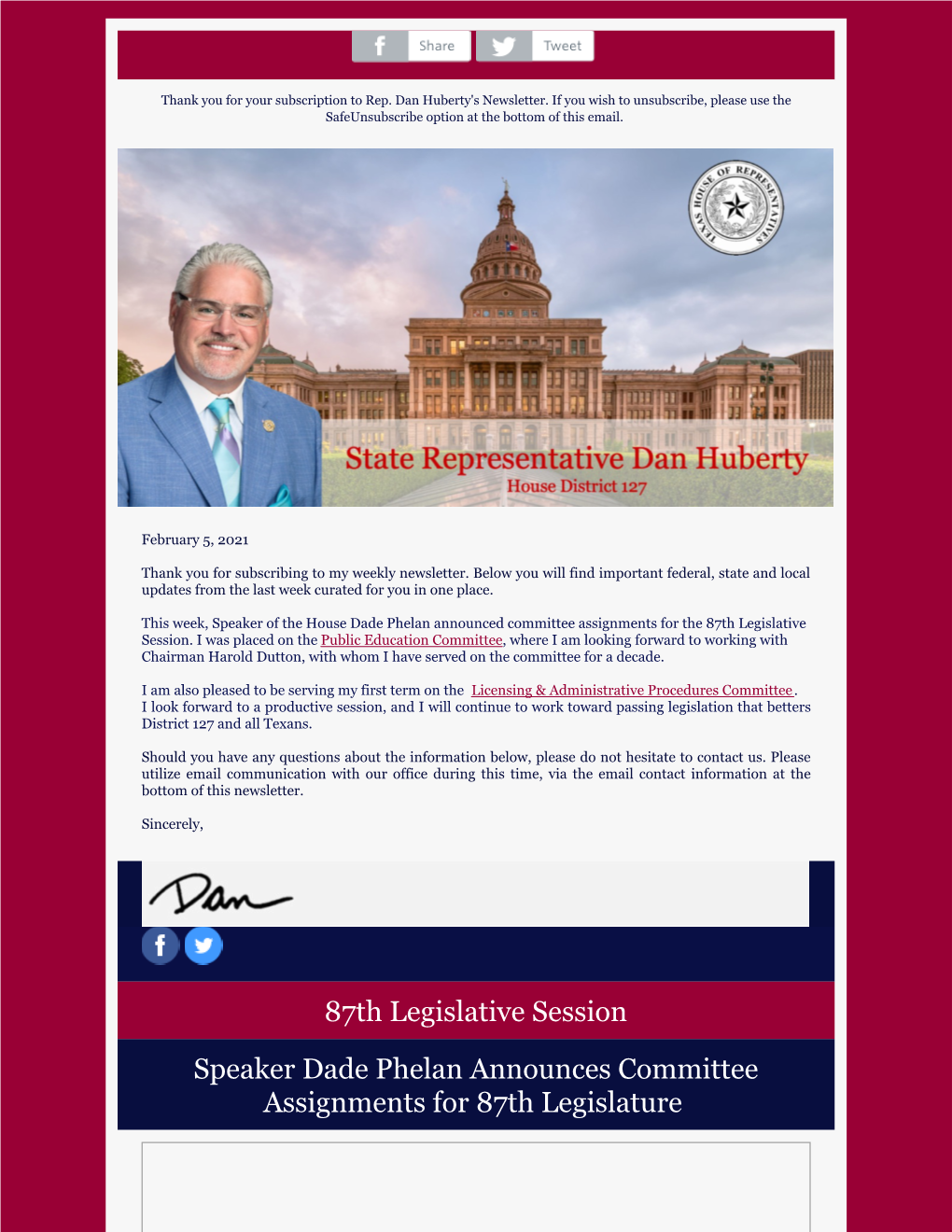 87Th Legislative Session Speaker Dade Phelan Announces Committee Assignments for 87Th Legislature Texas House of Representatives