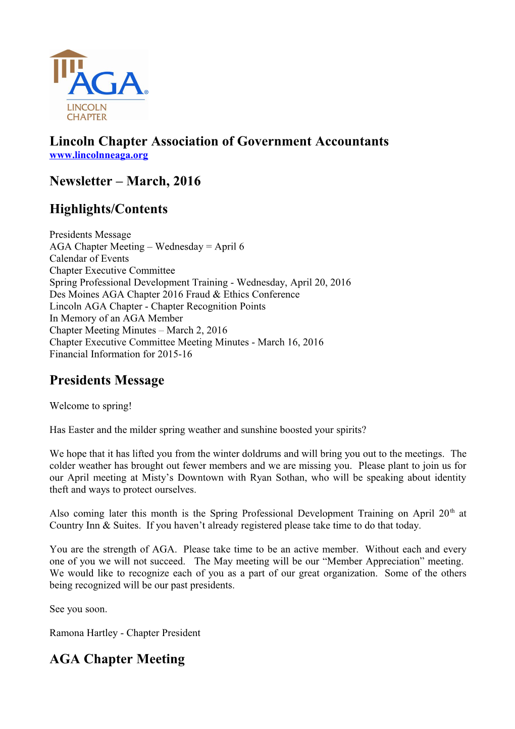 Lincoln Chapter Association of Government Accountants