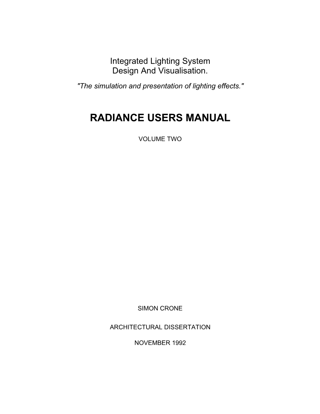 Radiance Users Manual