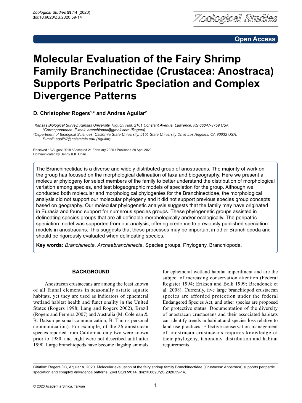 (Crustacea: Anostraca) Supports Peripatric Speciation and Complex Divergence Patterns