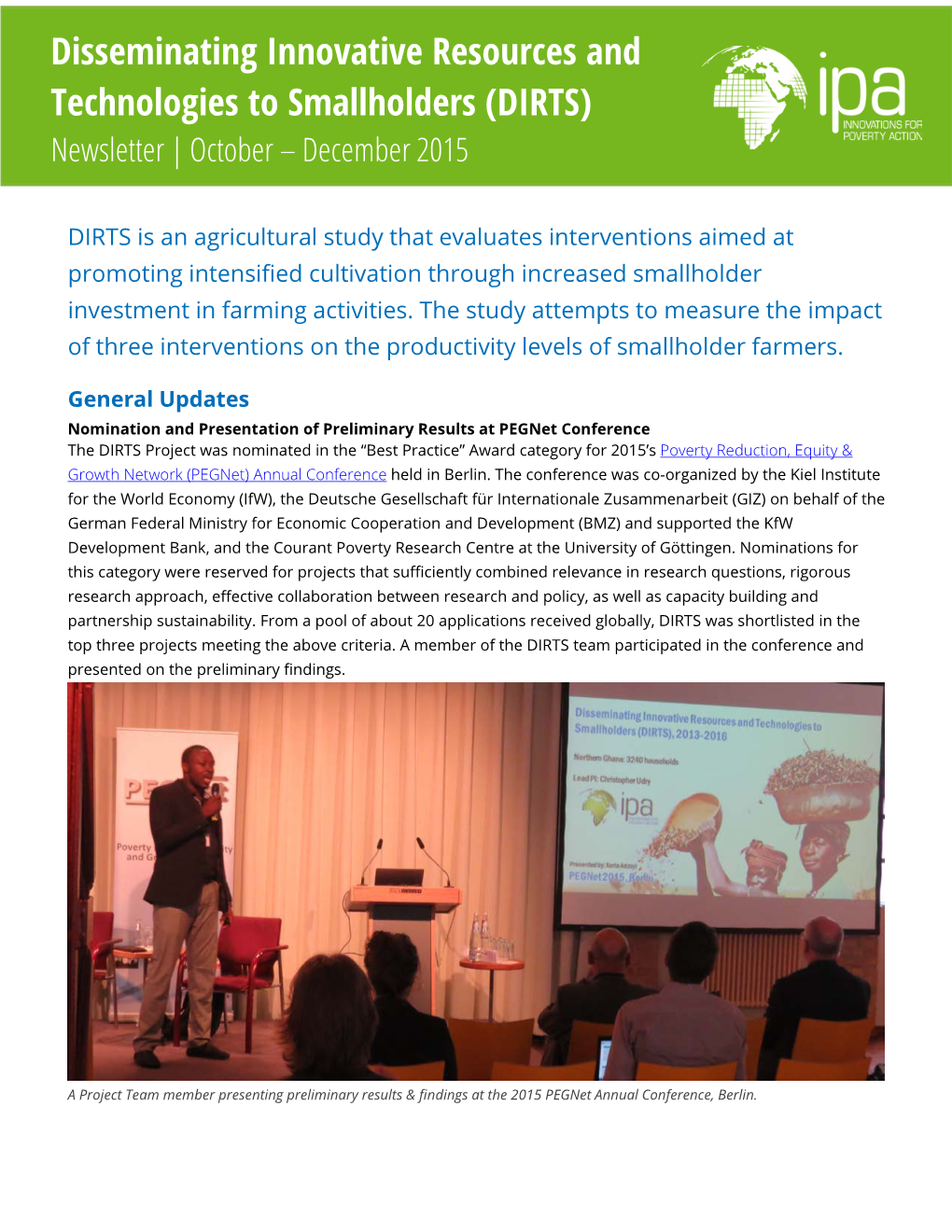Disseminating Innovative Resources and Technologies to Smallholders (DIRTS) Newsletter | October – December 2015