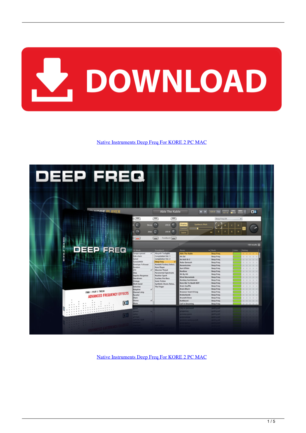 Native Instruments Deep Freq for KORE 2 PC MAC
