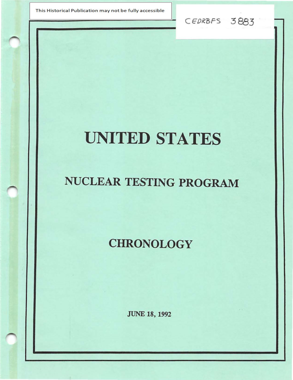 United States Nuclear Testing Program Chronology