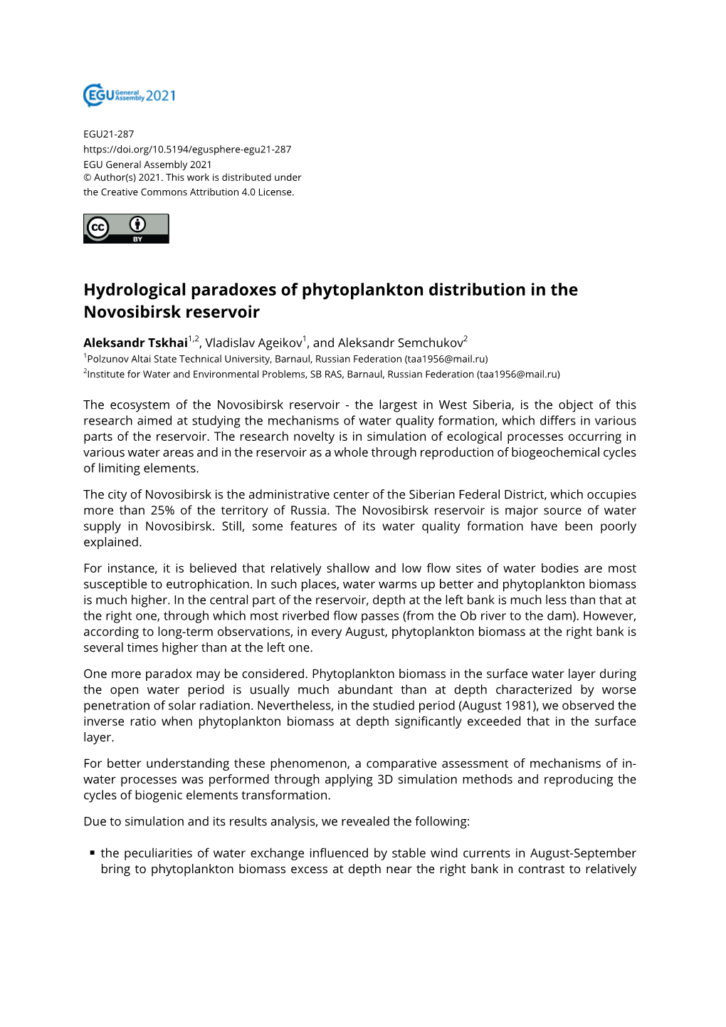 Hydrological Paradoxes of Phytoplankton Distribution in the Novosibirsk Reservoir