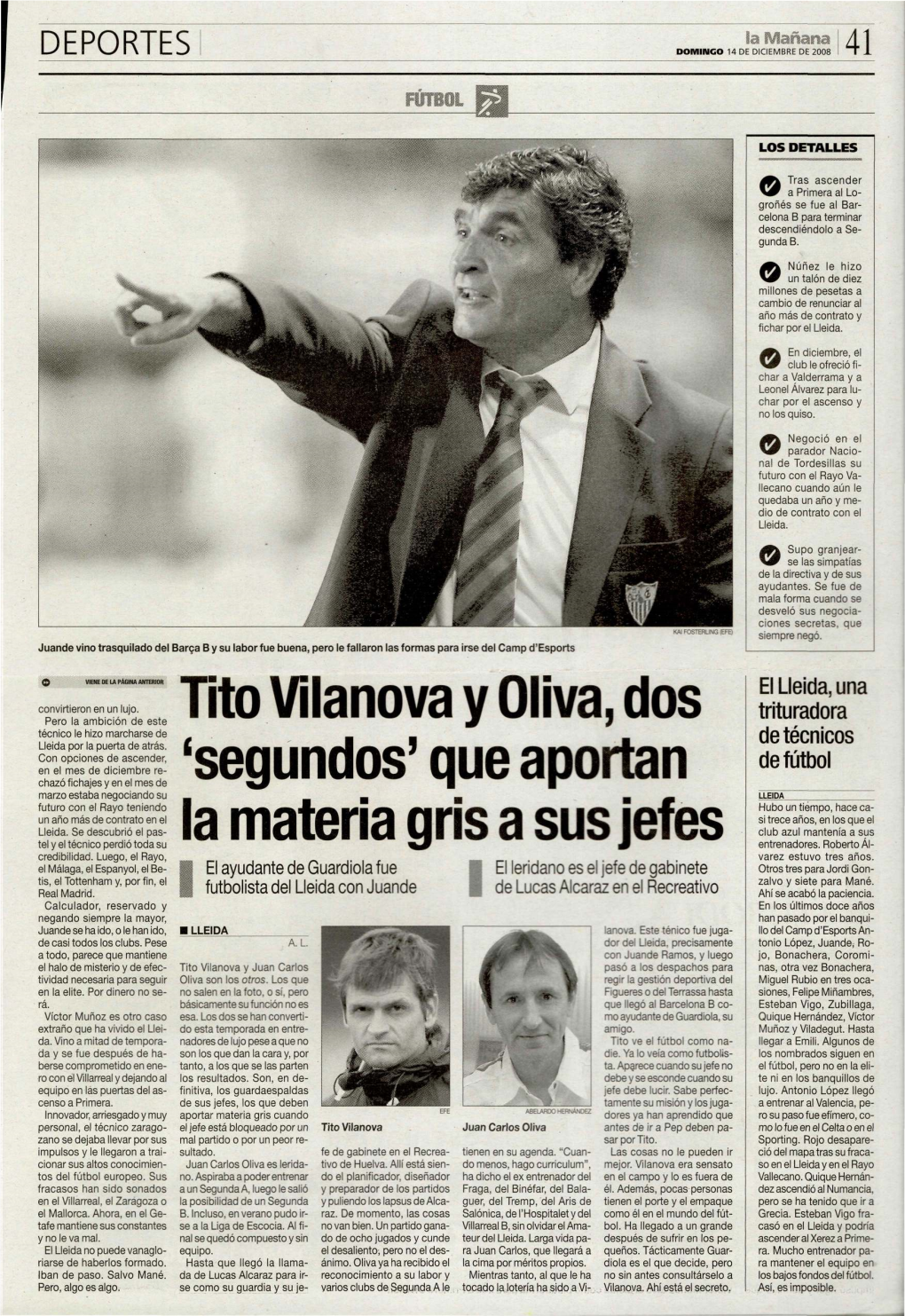 Tito Vilanova Y Oliva, Dos 'Segundos' Que Aportan La Materia Gr