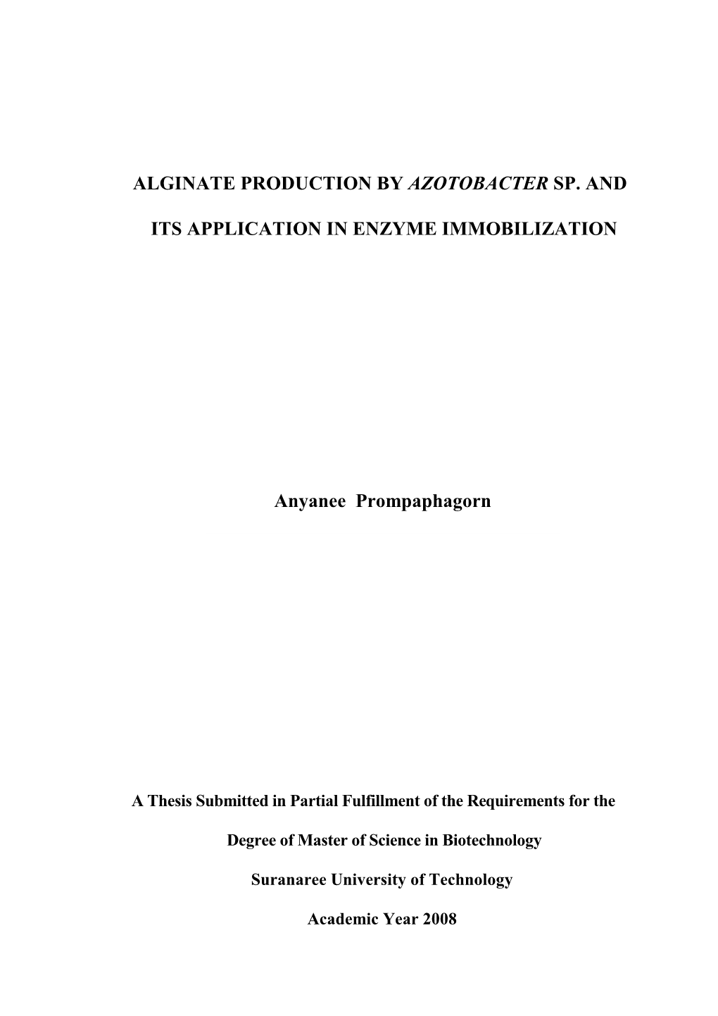 Alginate Production by Azotobacter Sp. and Its Application in Enzyme