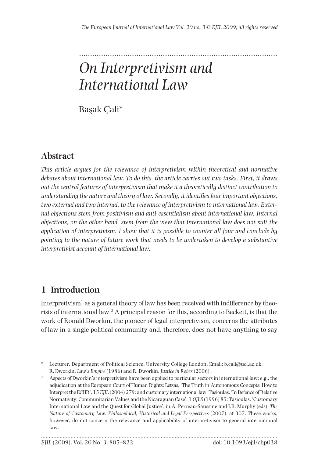 On Interpretivism and International Law