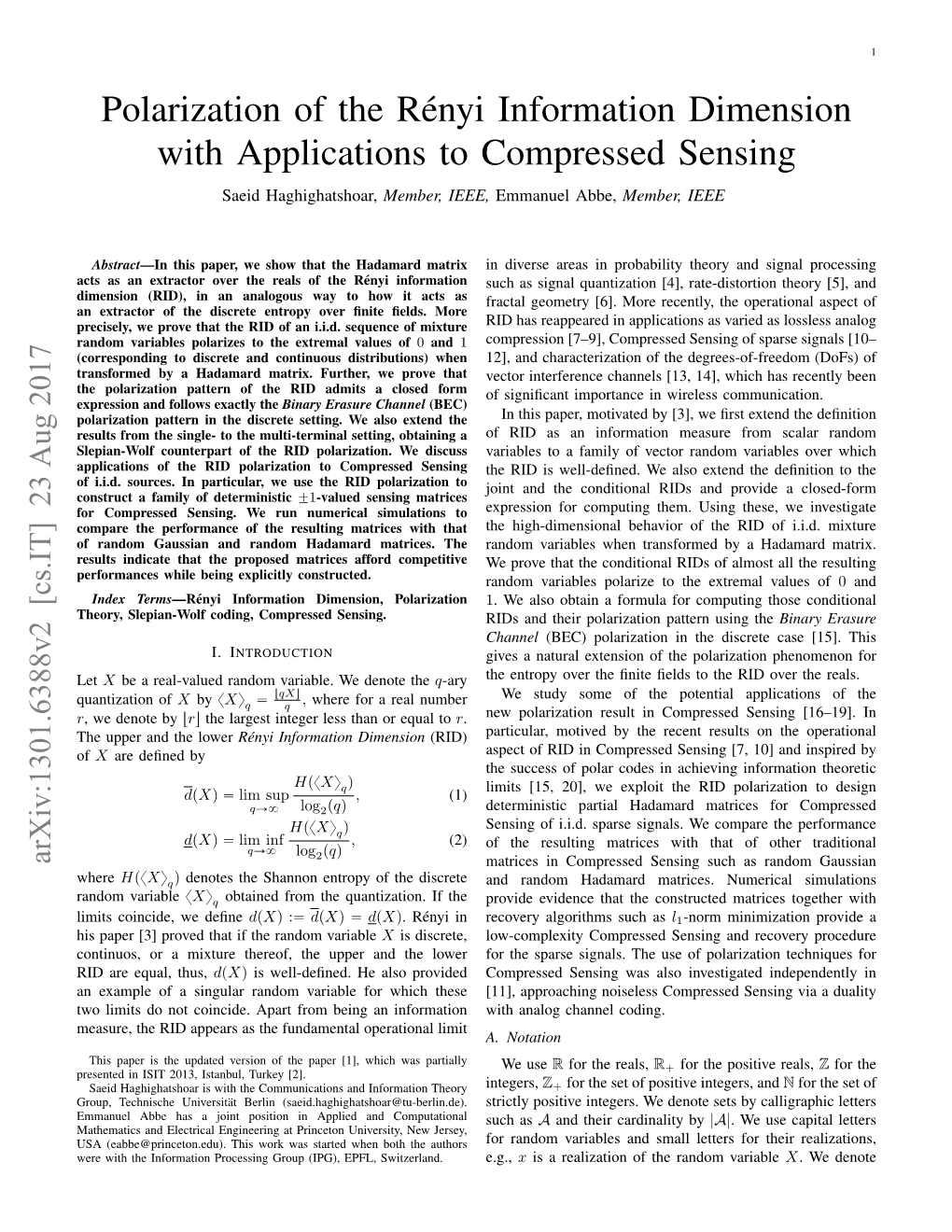 Polarization of the Rényi Information Dimension with Applications To