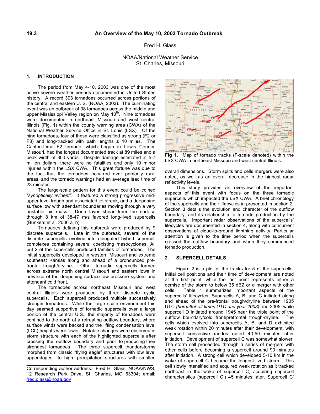 19.3 an Overview of the May 10, 2003 Tornado Outbreak Fred H. Glass