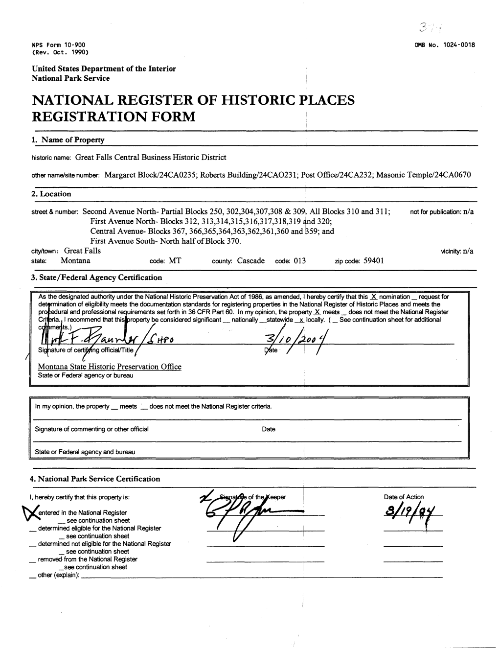 National Register of Historic Plages Registration Form !