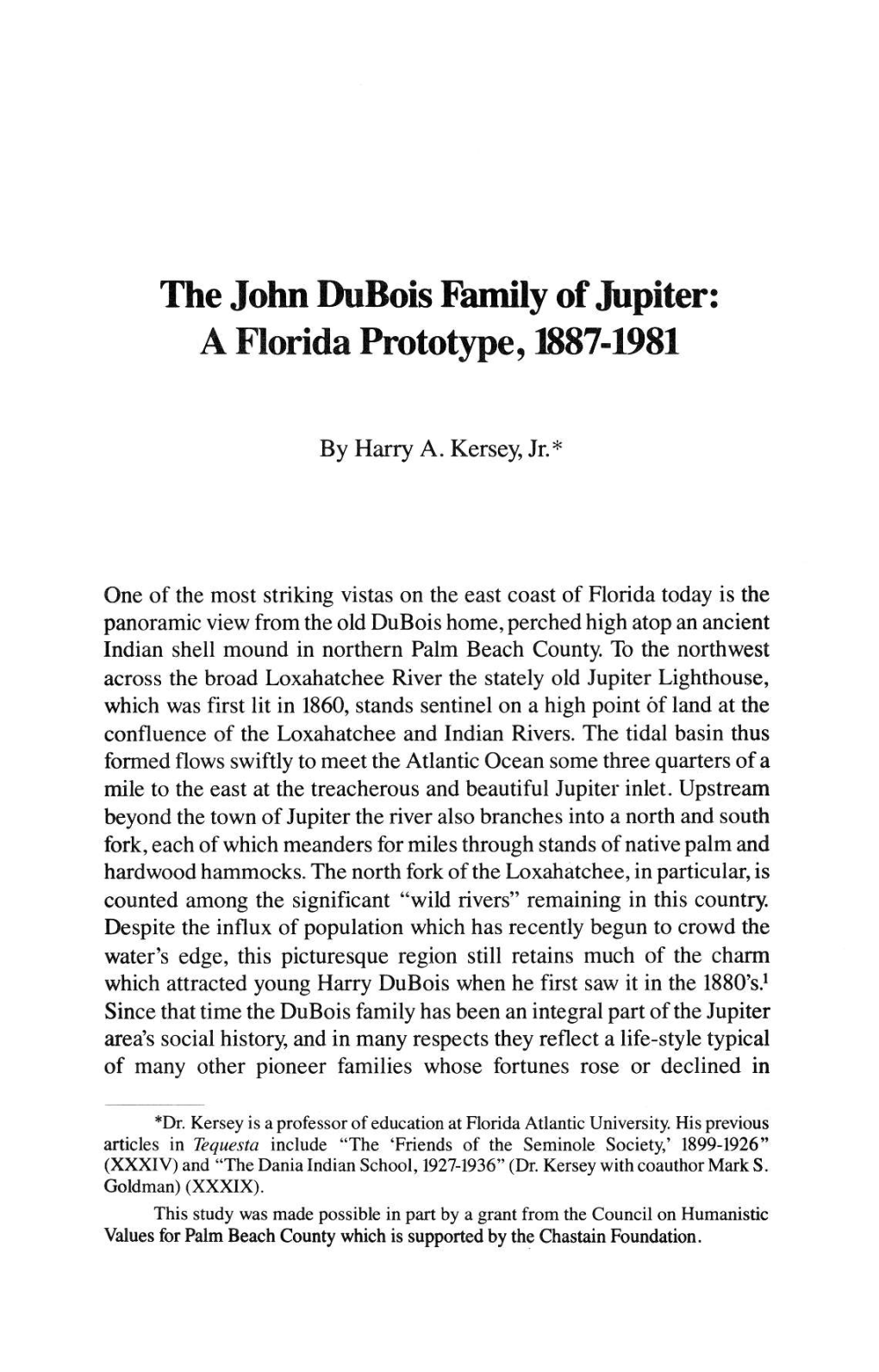The John Dubois Family of Jupiter: a Florida Prototype, 1887-1981