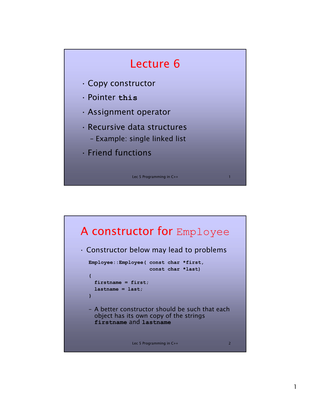 Lecture 6 a Constructor for Employee