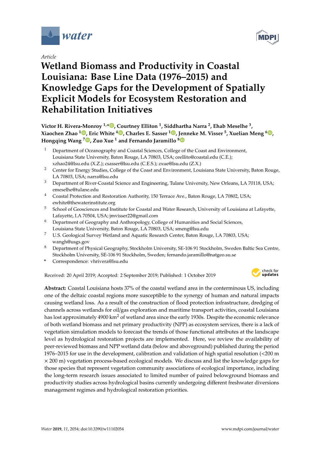 Wetland Biomass and Productivity in Coastal Louisiana