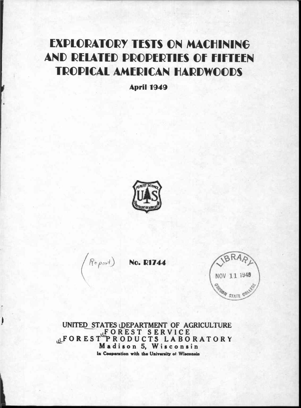 Exploratory Tests on Machining and Mated Properties of Fifteen Tropical American Hardwoods