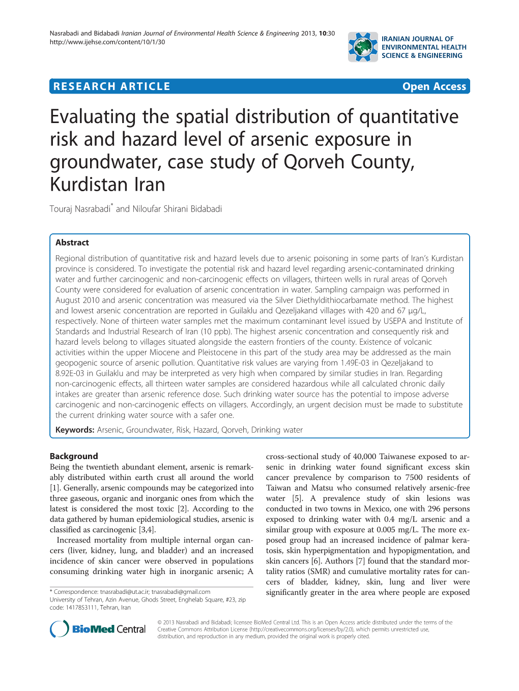 Evaluating the Spatial Distribution of Quantitative Risk and Hazard Level Of