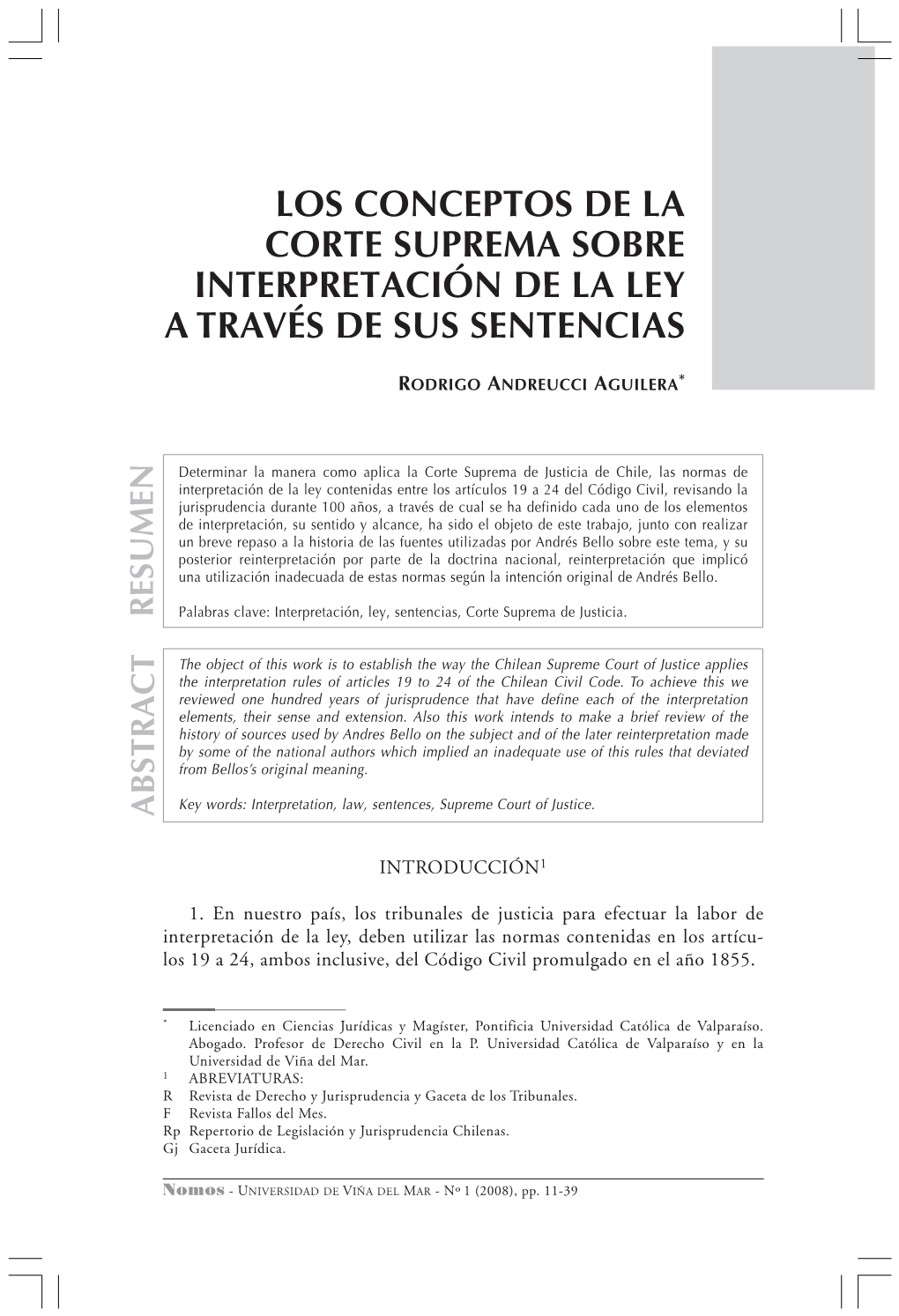 Los Conceptos De La Corte Suprema Sobre Interpretación De La Ley a Través De Sus Sentencias