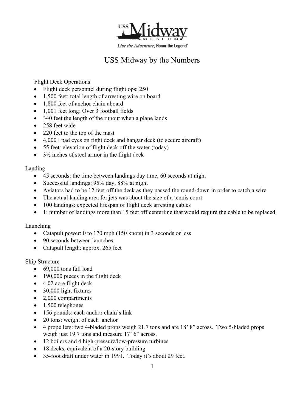 USS Midway by the Numbers