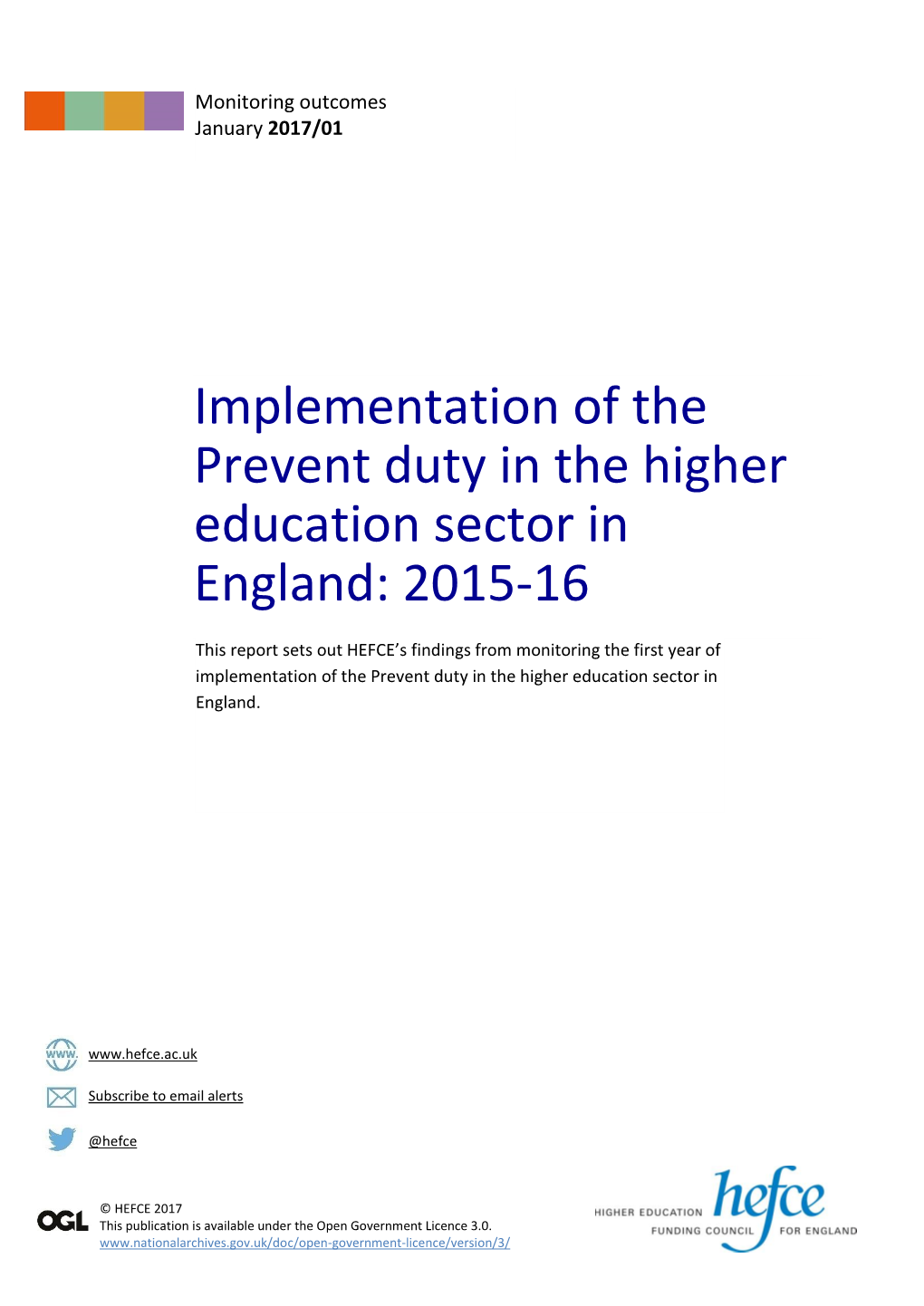 Implementation of the Prevent Duty in the Higher Education Sector in England