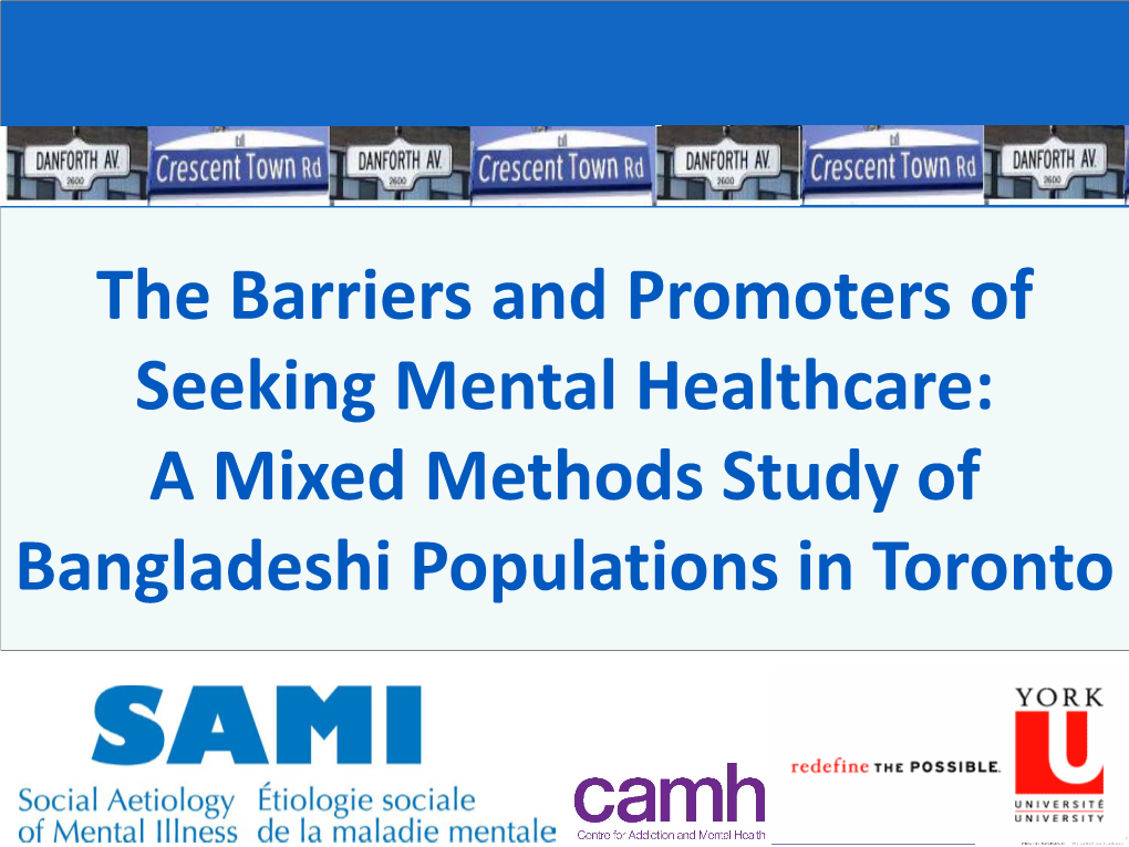 The Barriers and Promoters of Seeking Mental Healthcare: a Mixed Methods Study of Bangladeshi Populations in Toronto