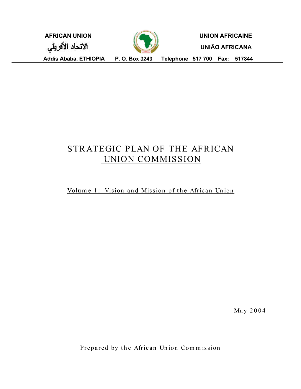 Strategic Plan of the African Union Commission