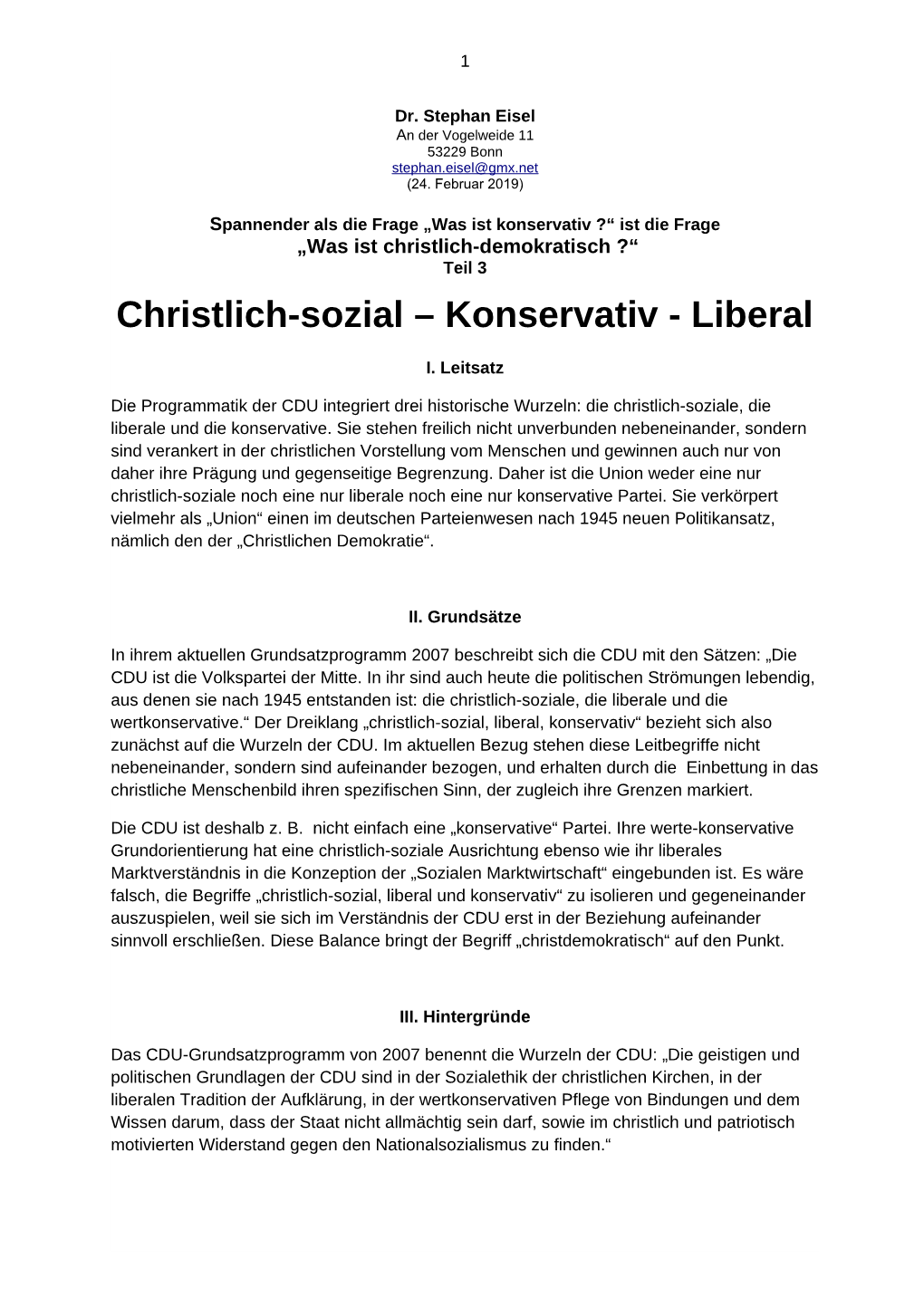 Christlich-Sozial – Konservativ - Liberal