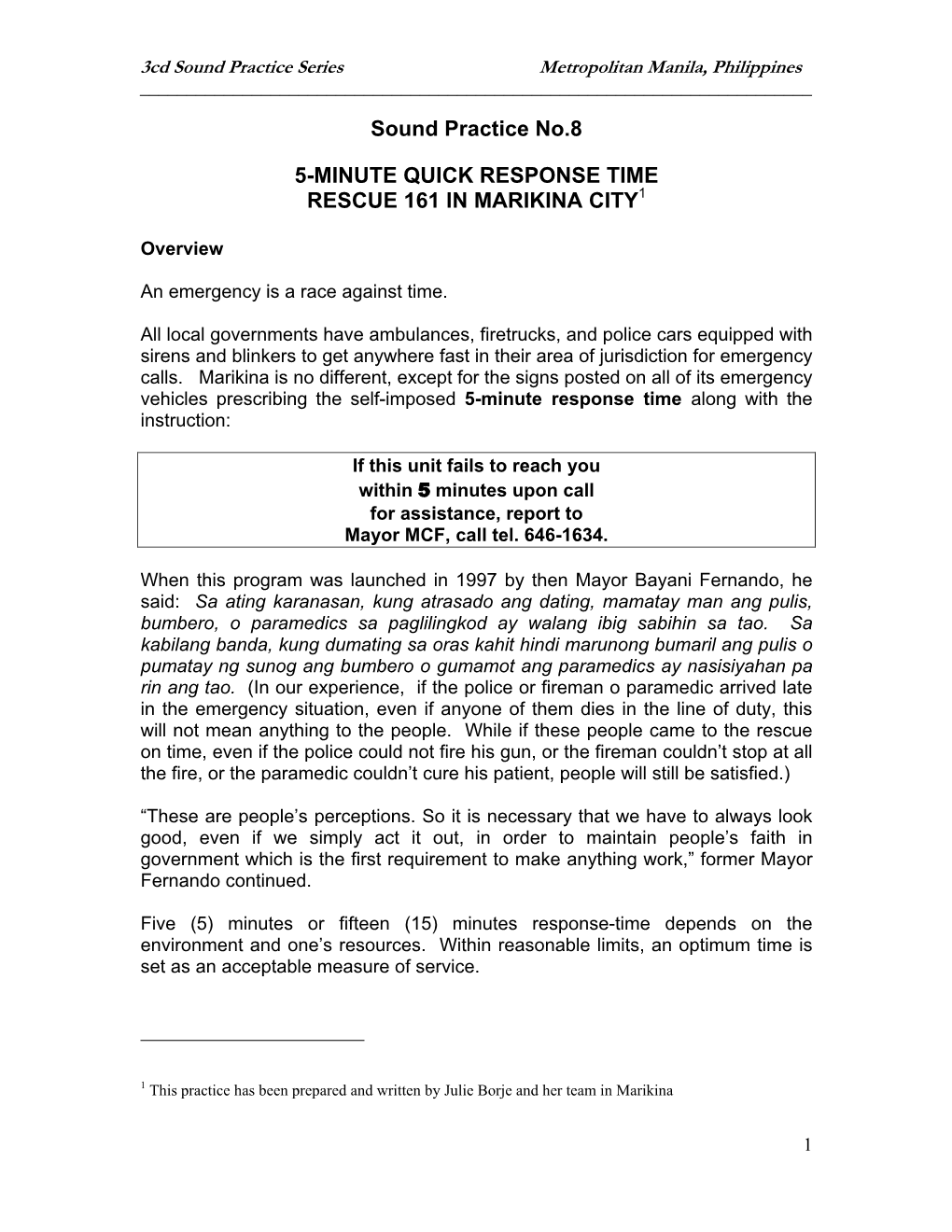 Sound Practice No.8 5-MINUTE QUICK RESPONSE TIME RESCUE