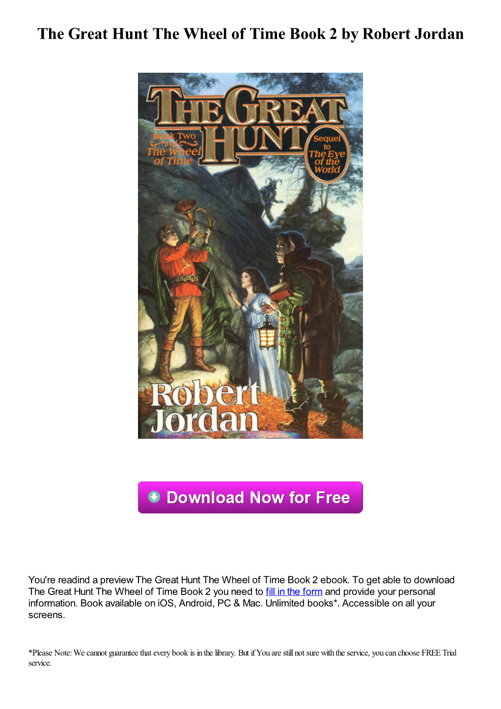 The Great Hunt the Wheel of Time Book 2 by Robert Jordan