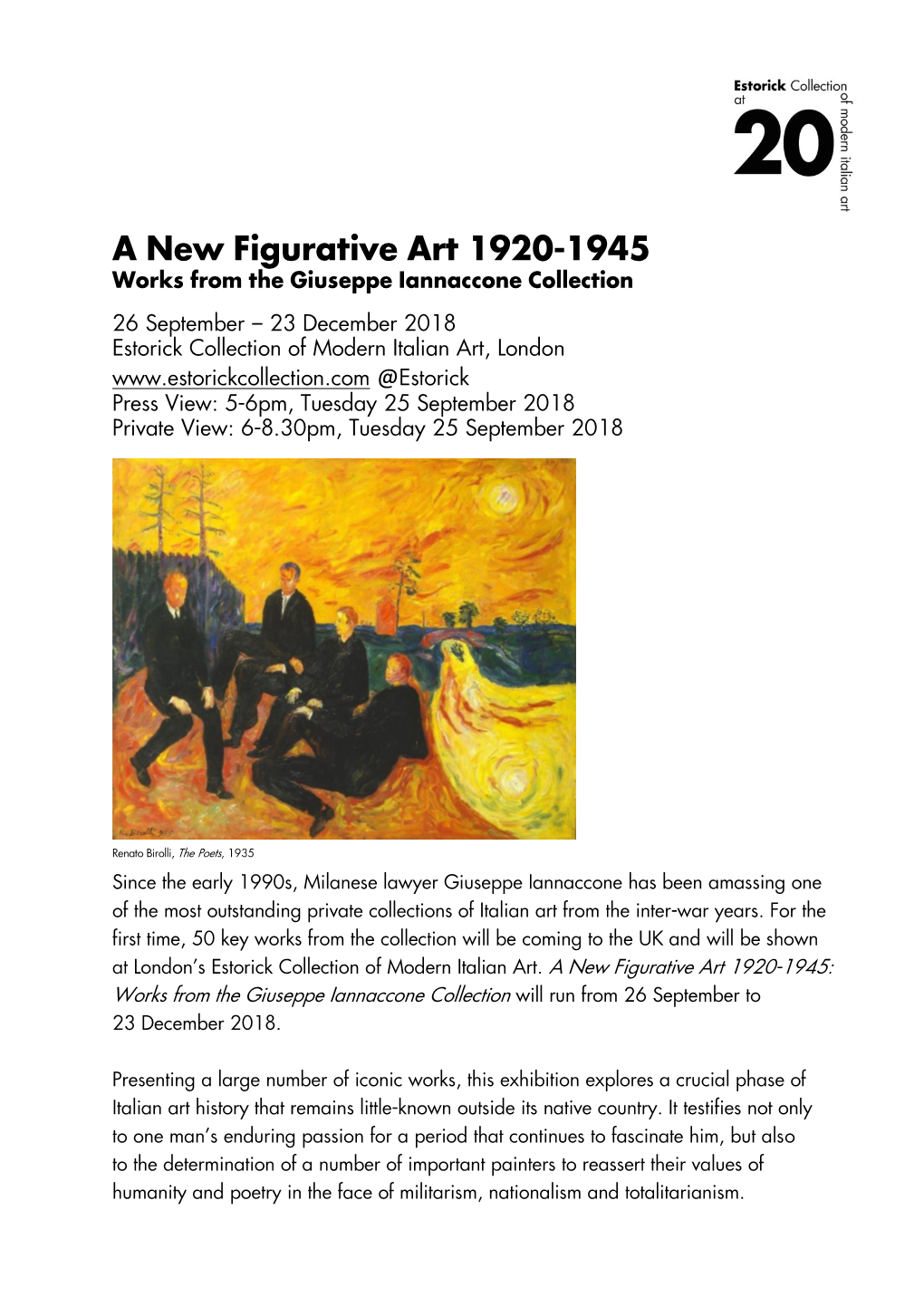 A New Figurative Art 1920-1945 Works from the Giuseppe Iannaccone Collection