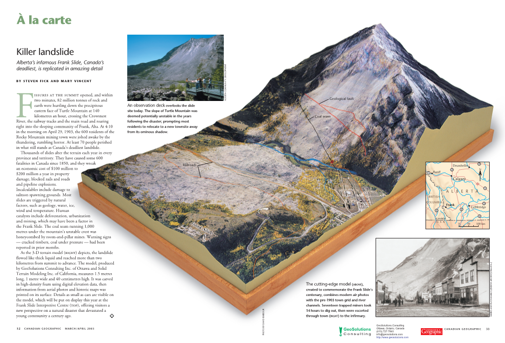 Killer Landslide Alberta’S Infamous Frank Slide, Canada’S Deadliest, Is Replicated in Amazing Detail