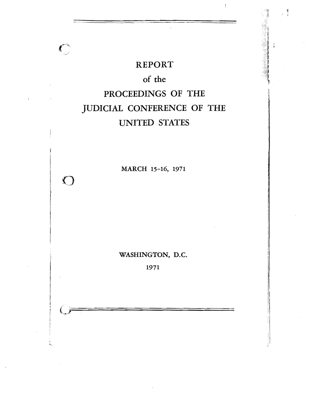 Report Proceedings of the Judicial Conference of The