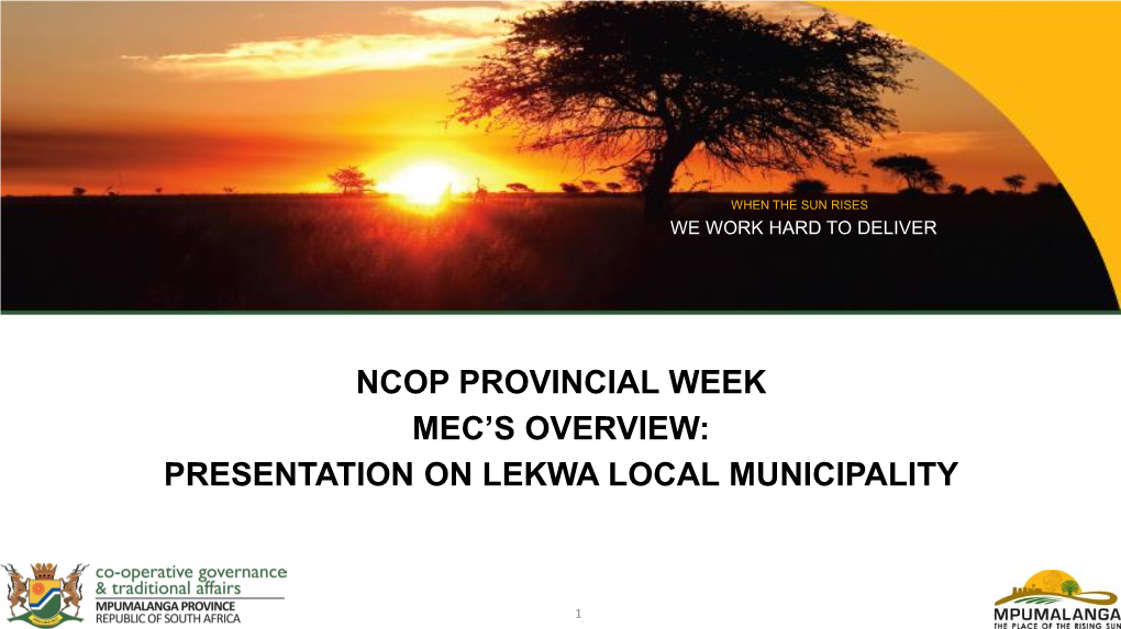 Presentation on Lekwa Local Municipality