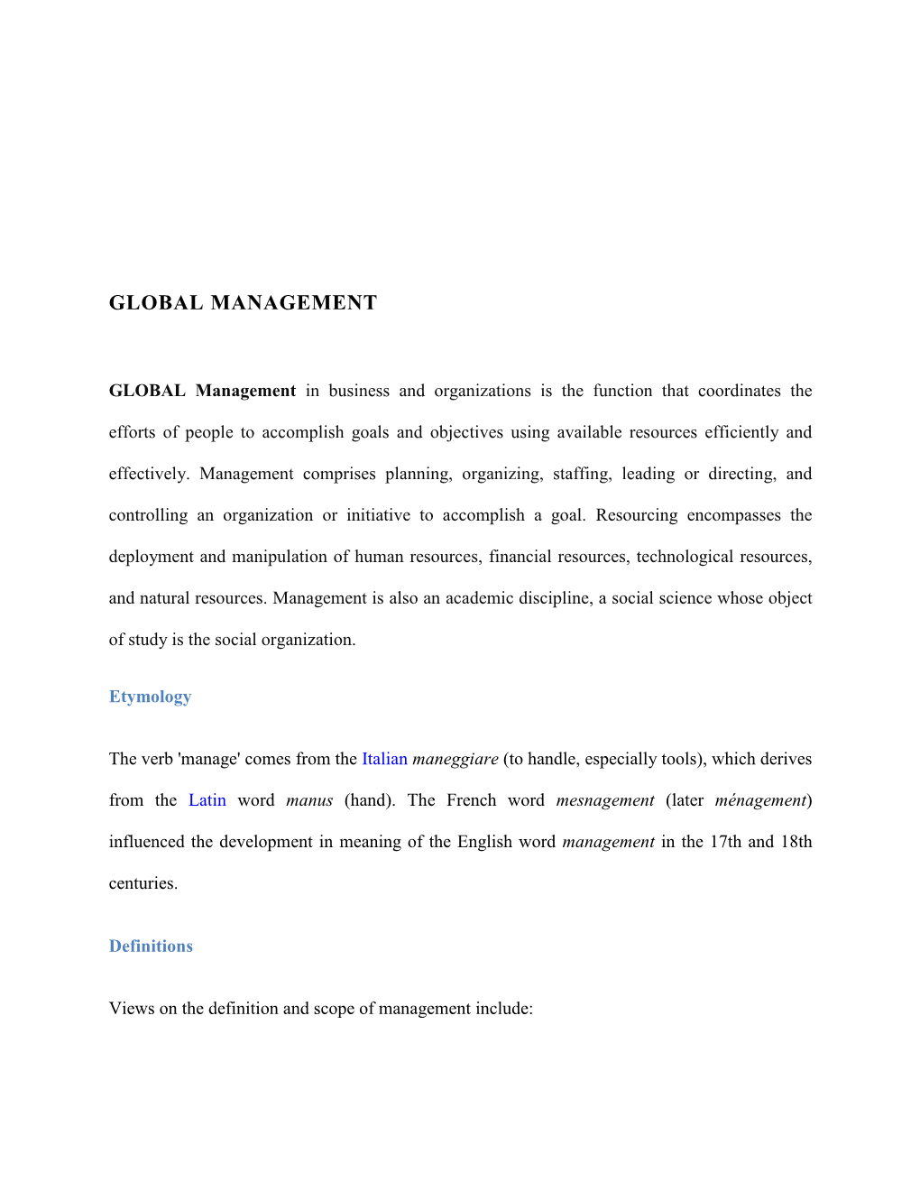 Global Management