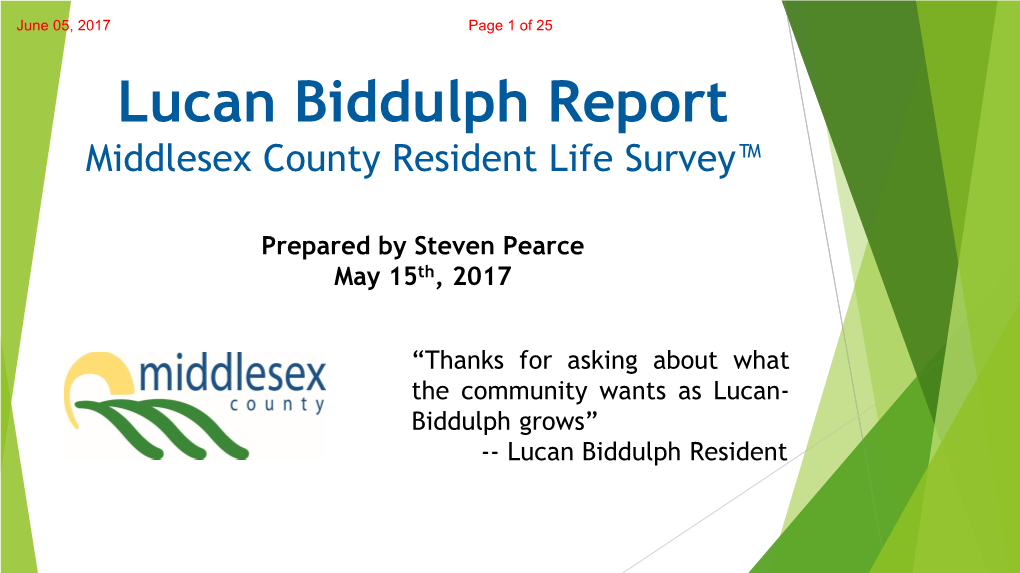 Lucan Biddulph Report Middlesex County Resident Life Survey™