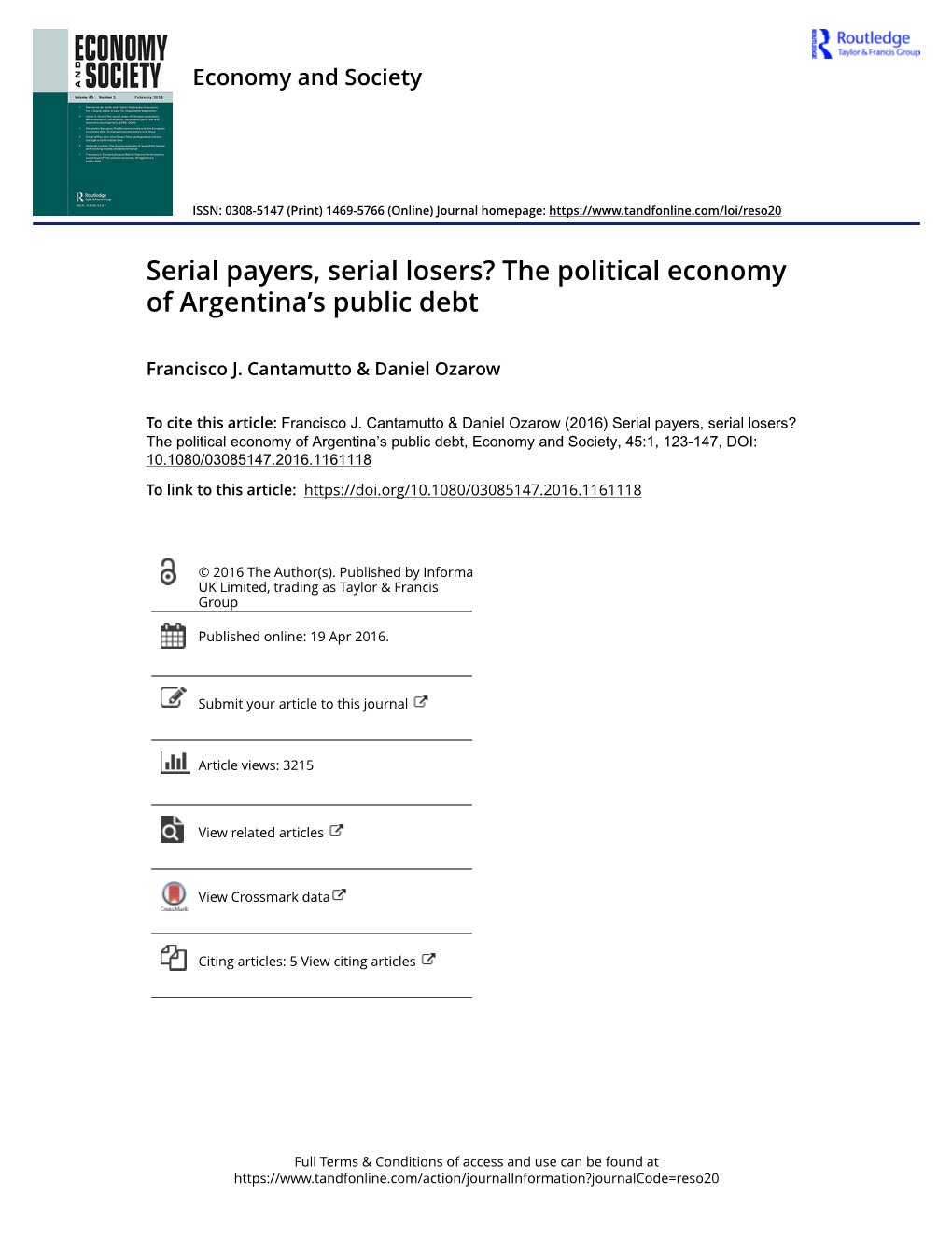 The Political Economy of Argentina's Public Debt