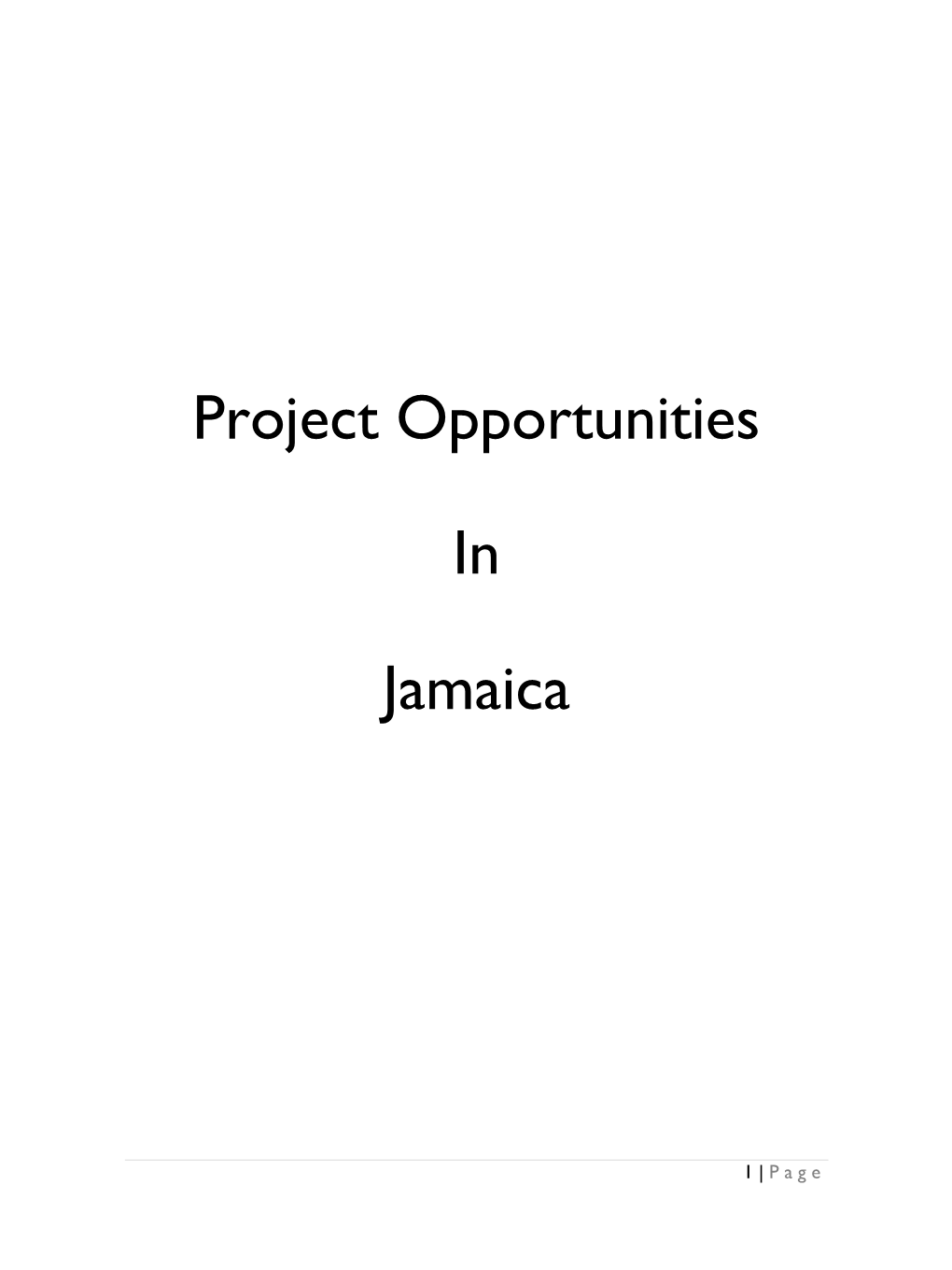 Project Opportunities in Jamaica