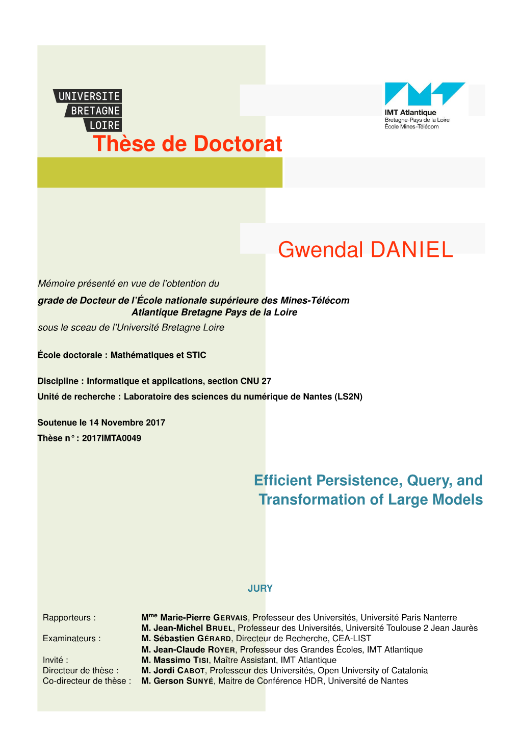 Thèse De Doctorat Gwendal DANIEL