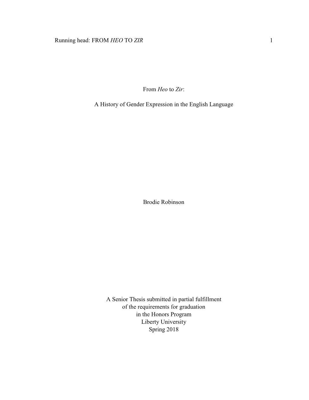 From Heo to Zir: a History of Gender Expression in the English Language