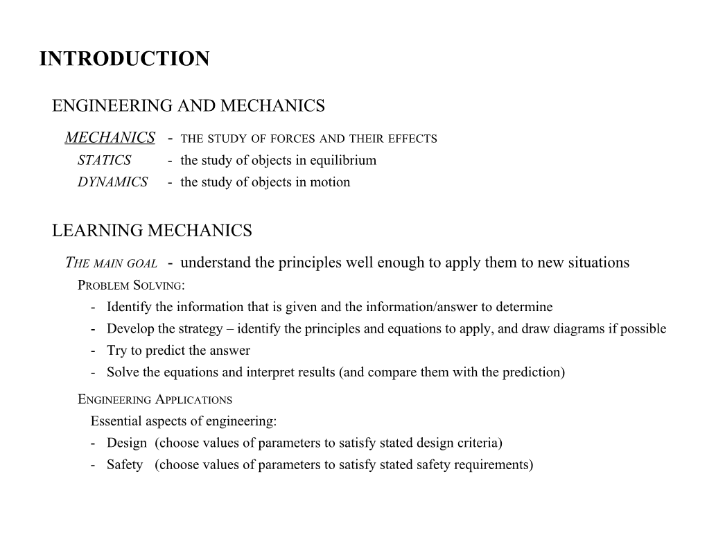 MECHANICS - the Study of Forces and Their Effects