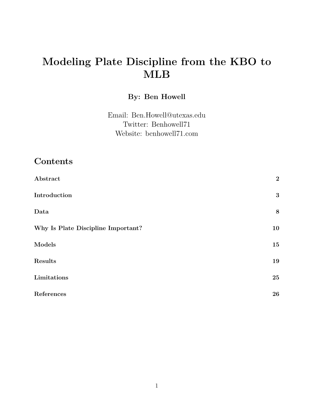Modeling Plate Discipline from the KBO to MLB