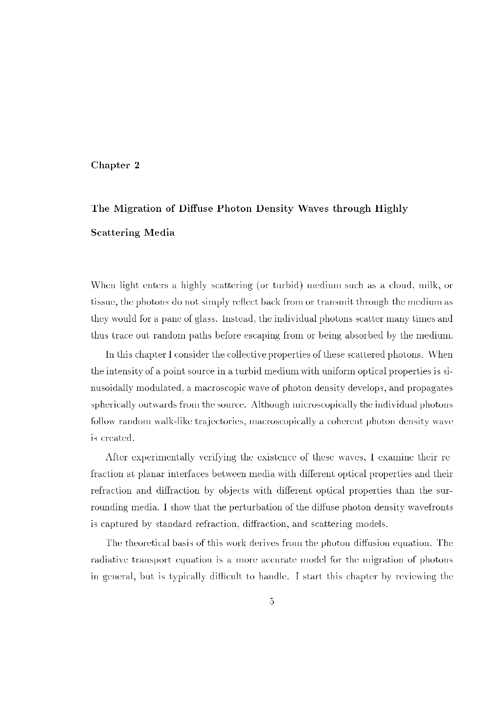 Chapter 2 the Migration of Diffuse Photon Density Waves Through