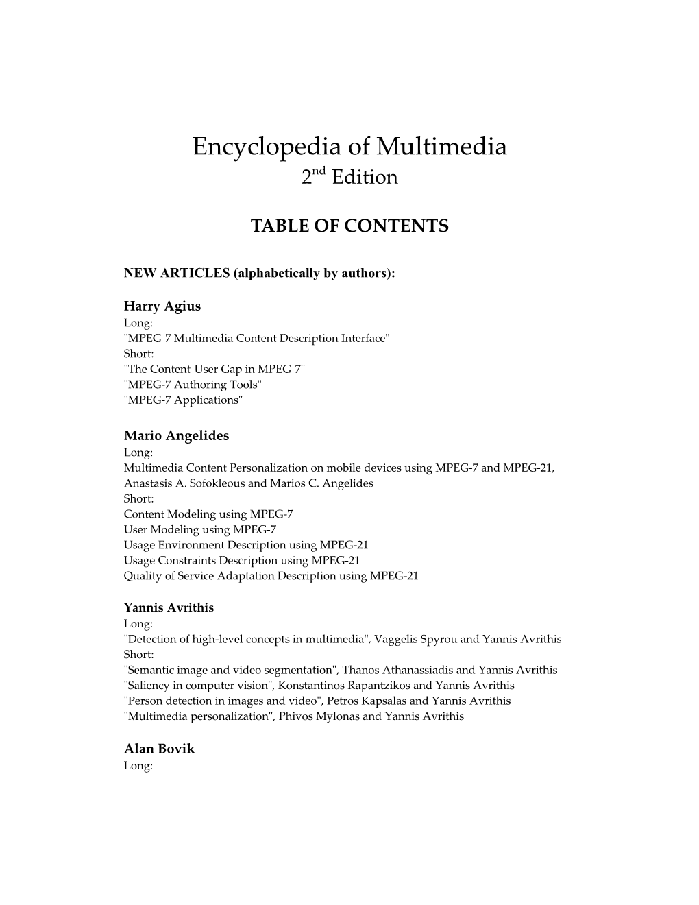 Encyclopedia of Multimedia